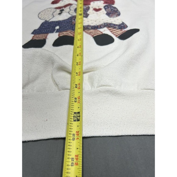 Vintage Raggedy Ann & Andy White Jerzees USA Made Crewneck Sweater Size Large - Picture 7 of 8